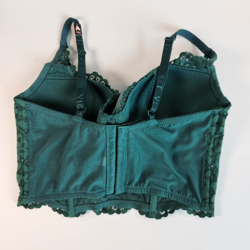 Victoria’s Secret Green Lace Corset Bra Top 34D - Poison Ivy Cosplay Fairy Core - Picture 3 of 7